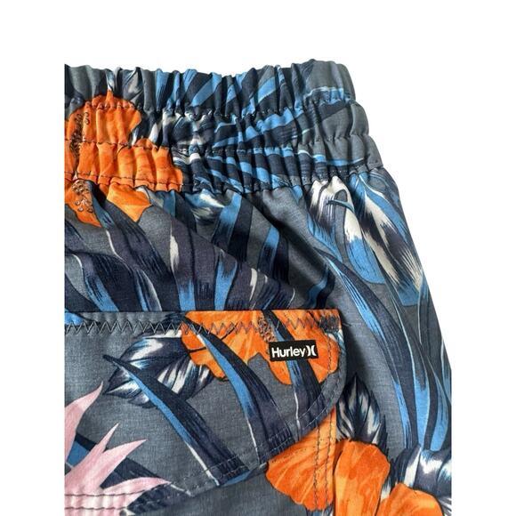 Hurley Swim Trunks Shorts Hibiscus Flower Volley Mens Small Blue Lined #5467 - Picture 8 of 11
